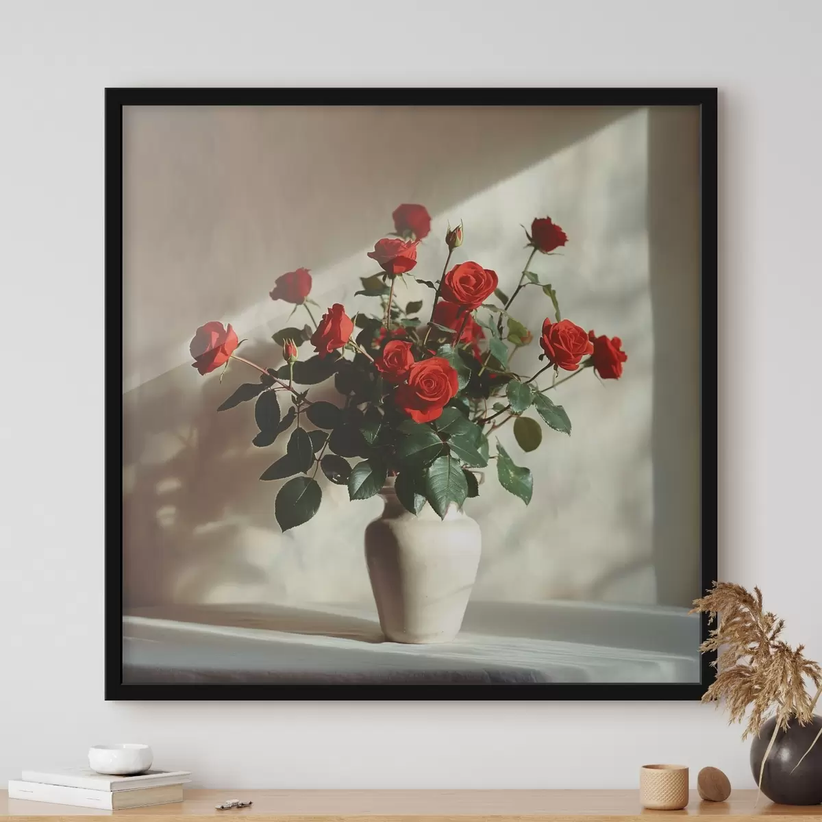 Plakatas Vaza su raudonomis rožėmis f37379