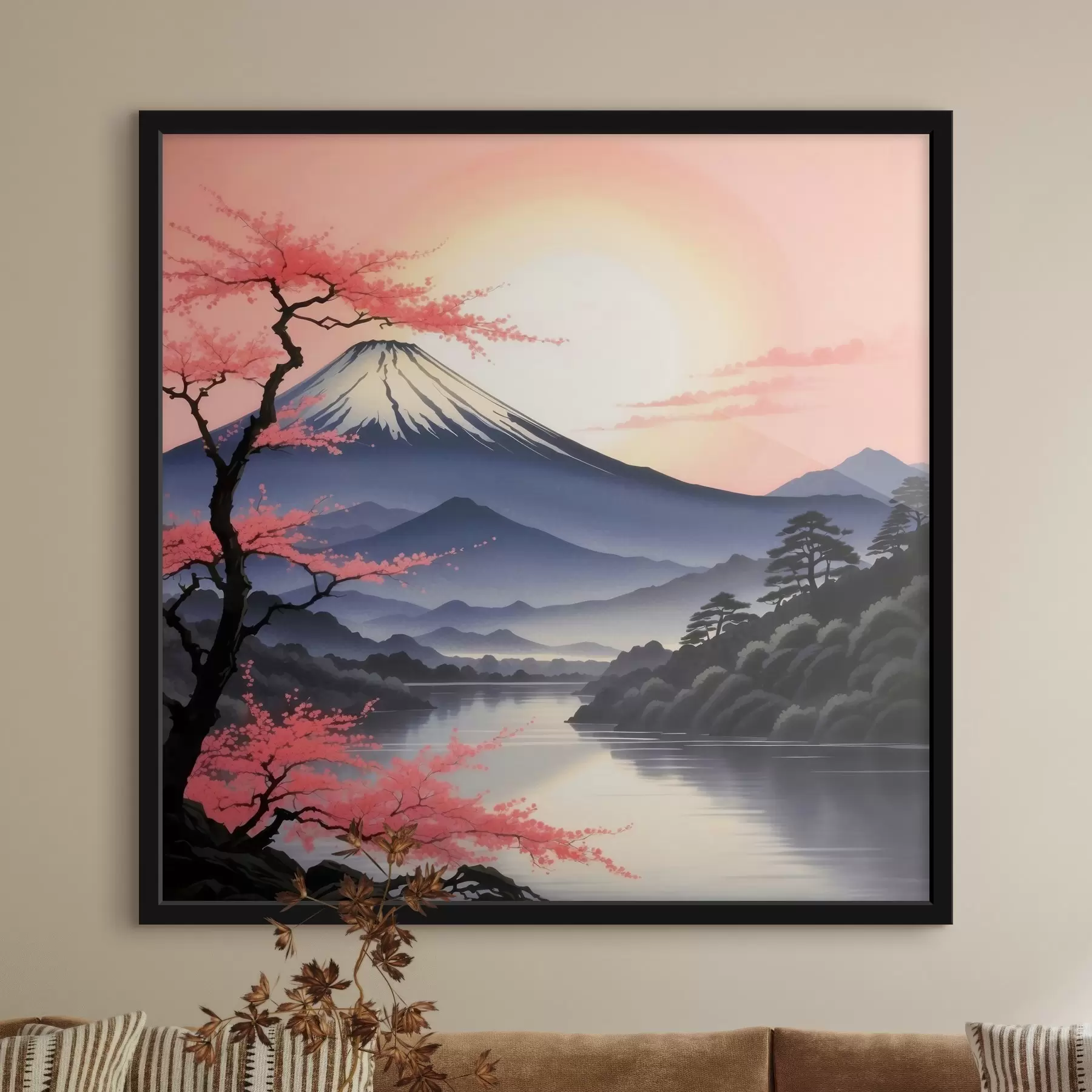 Fototapetai Kalnas su ežeru ir medžiais f38100