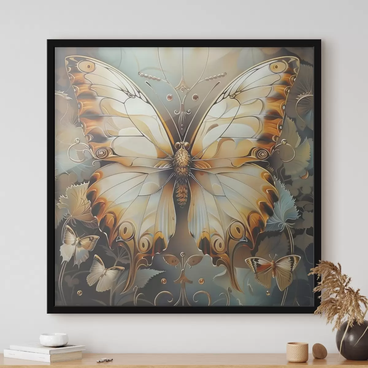 Plakatas Elegantiškas drugelis tarp subtilios floros f38149