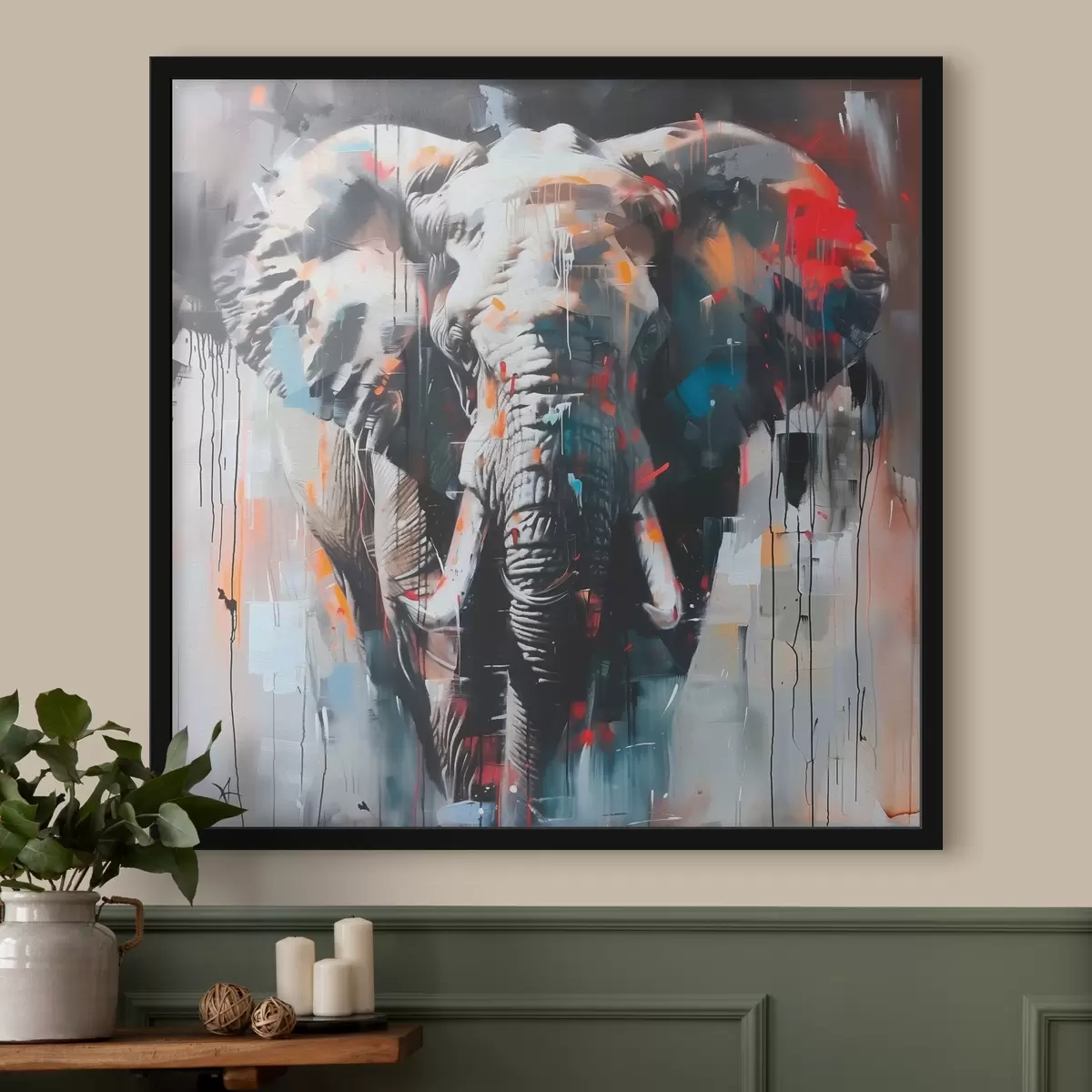 Plakatas Spausdinta madingo safario dramblio stiliaus tekstūra f38425