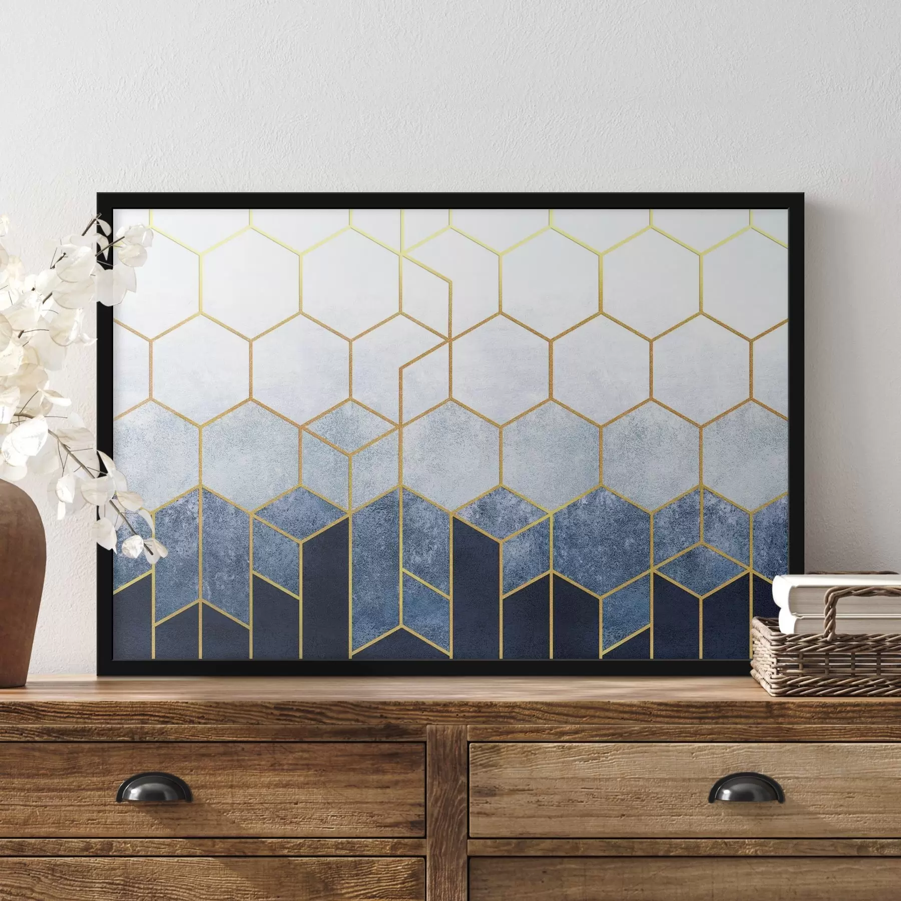 Fototapetai Elegantiškas mėlynos ir baltos spalvos geometrinis raštas f36601