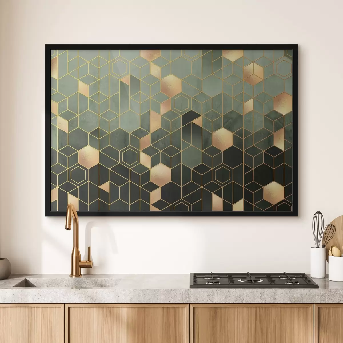 Plakatas Smaragdo ir gintaro geometrinė elegancija f36602v2