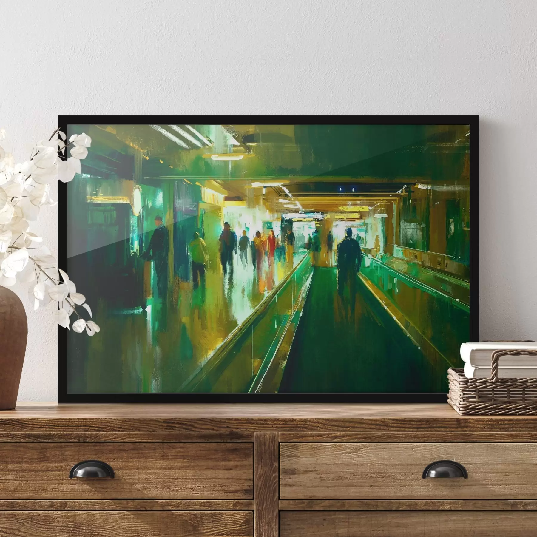 Fototapetai Grupė žmonių, einančių eskalatoriumi f37103