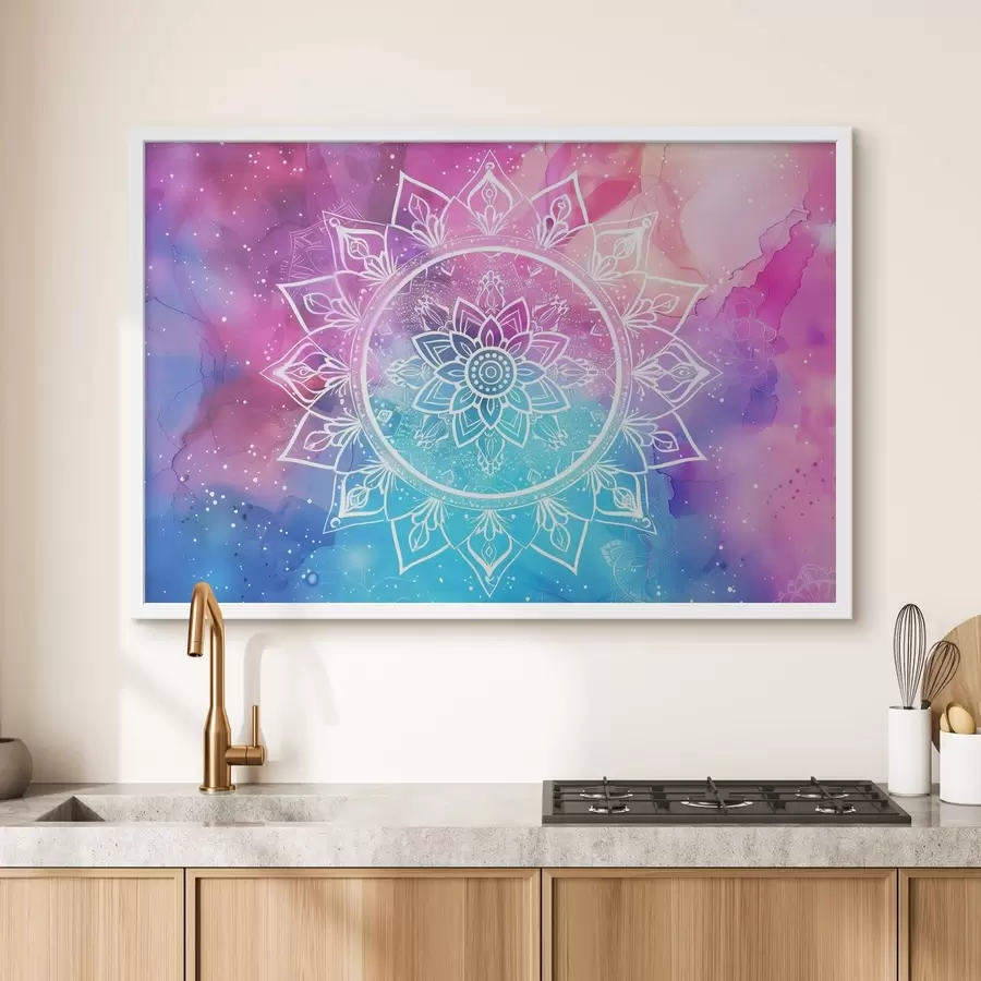 Fototapetai Balta mandala spalvingame fone f38529