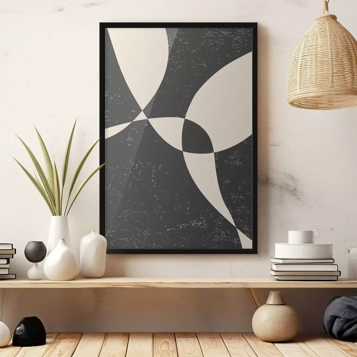 Plakatas Elegantiška kreminės spalvos geometrinė abstrakcija f36456