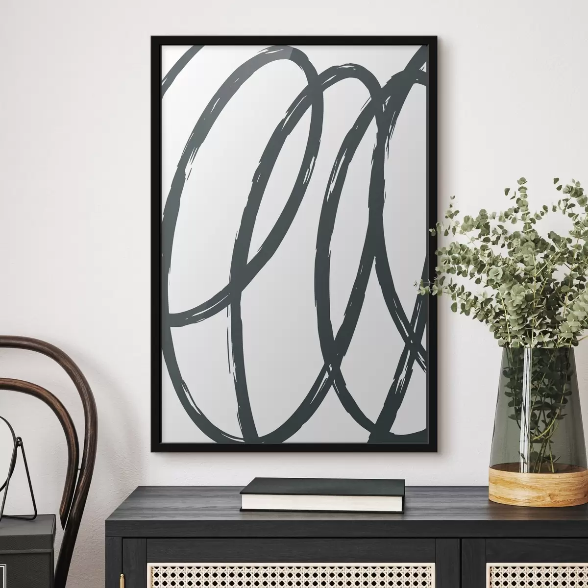 Plakatas Monochromatinio stiliaus susipynę potėpiai f36463