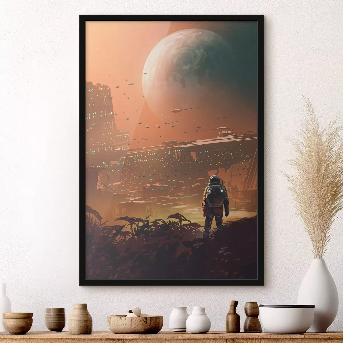 Plakatas Astronautas vaikšto po miestą f37083