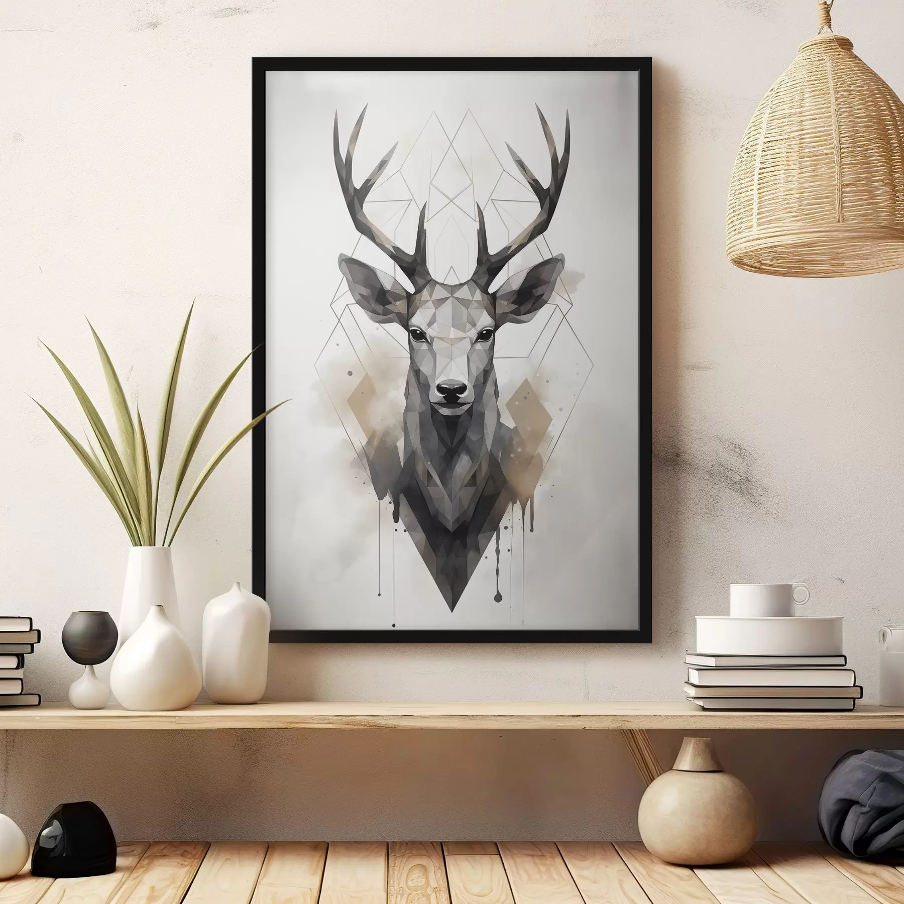 Fototapetai Elnias su ragais ir geometriniu raštu f37256