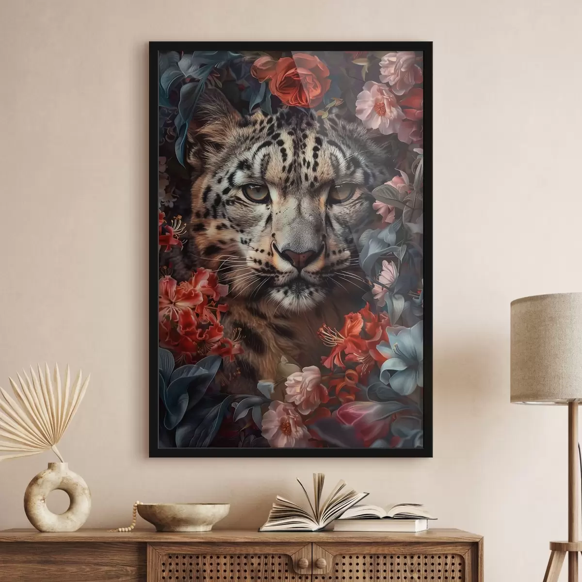 Plakatas Leopardas gėlyne f37464