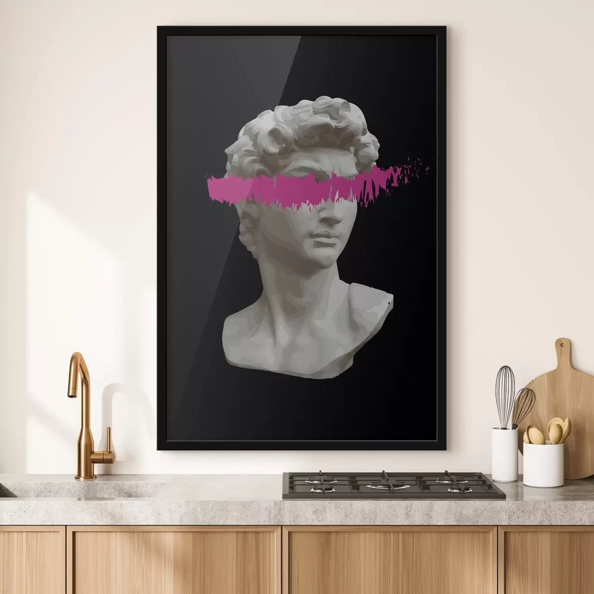Plakatas Vyro su rožine linija statula f38560