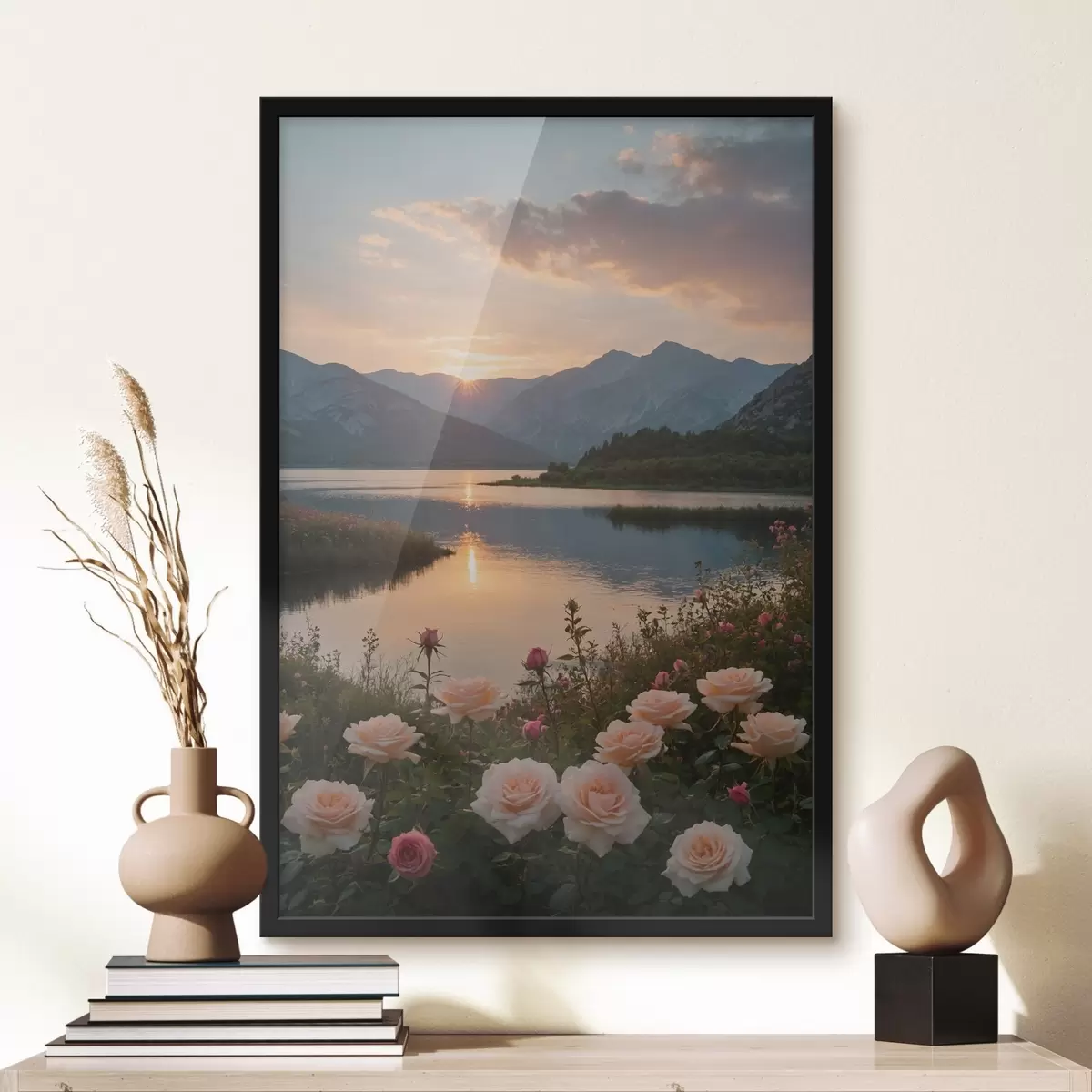 Plakatas Saulėlydžio atspindžiai prie ramaus ežero f38735