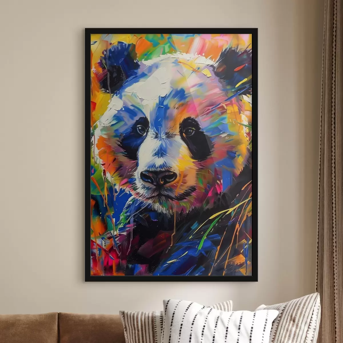 Plakatas Ryški panda spalvingoje aplinkoje f38748