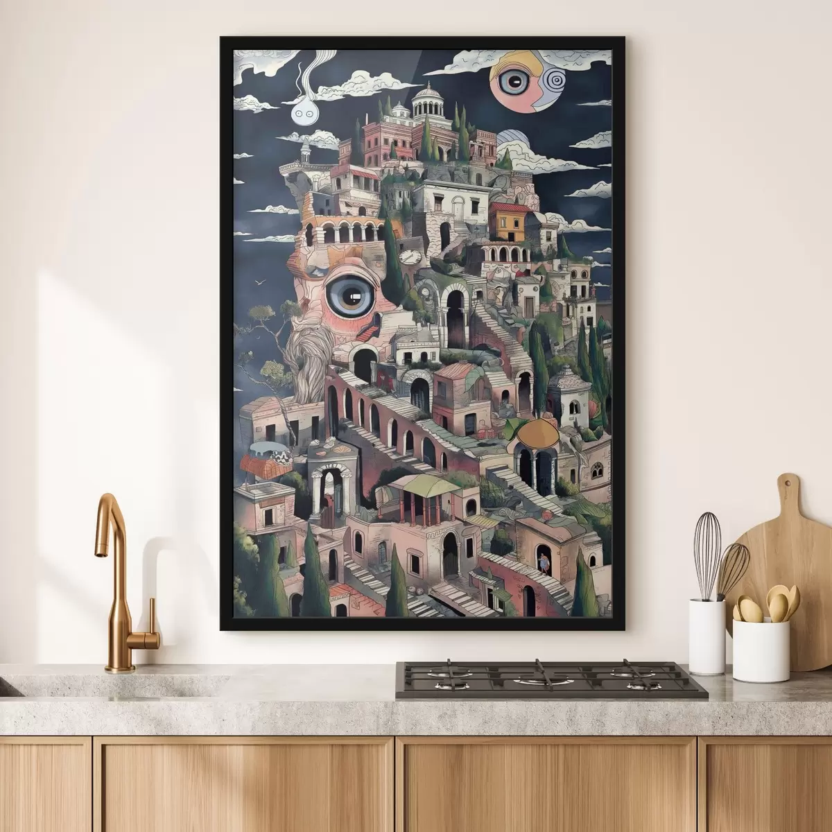 Plakatas Įnoringa architektūra ant siurrealistinės kalvos šlaito f38802