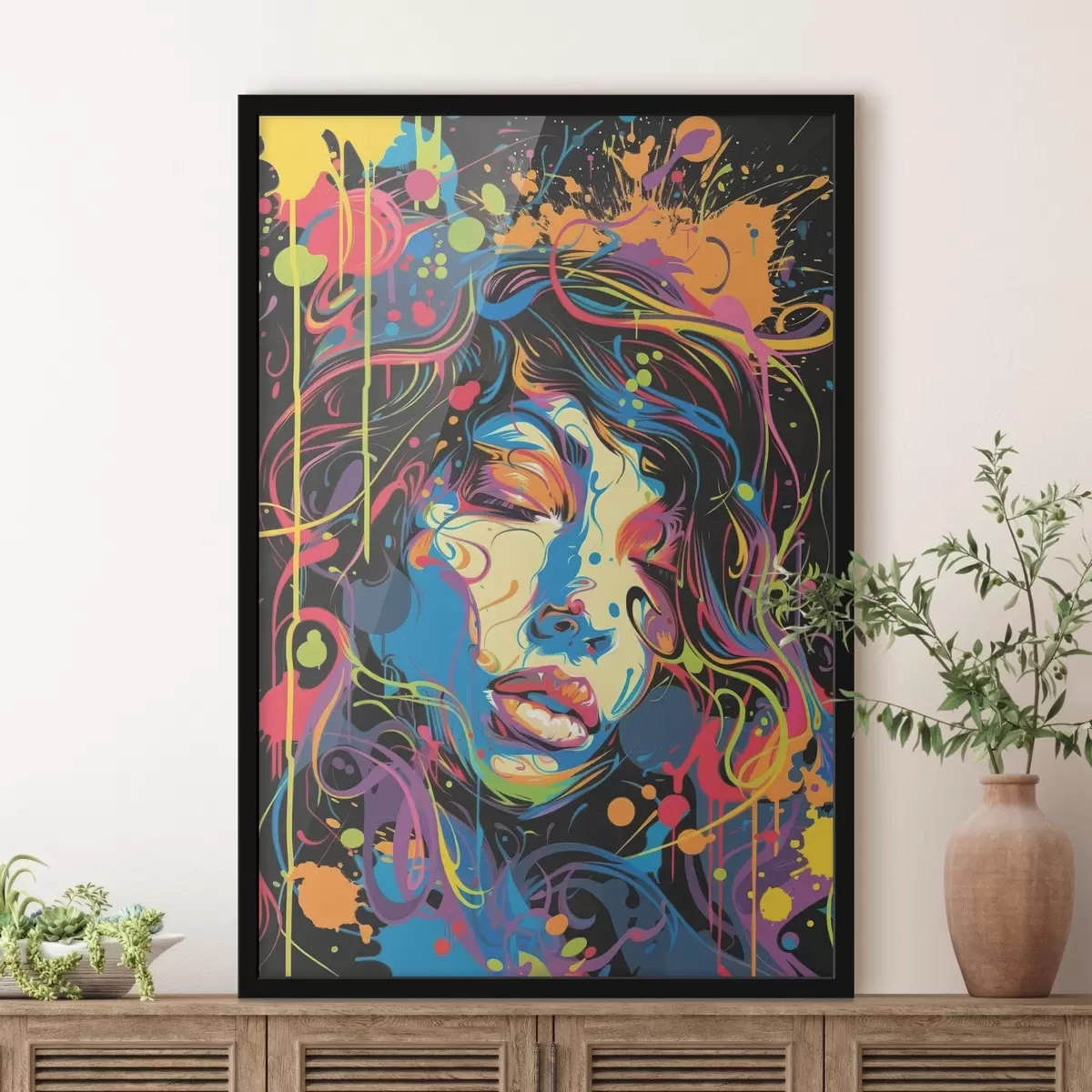 Plakatas Ryškūs atspalviai šoka ant drobės f39034