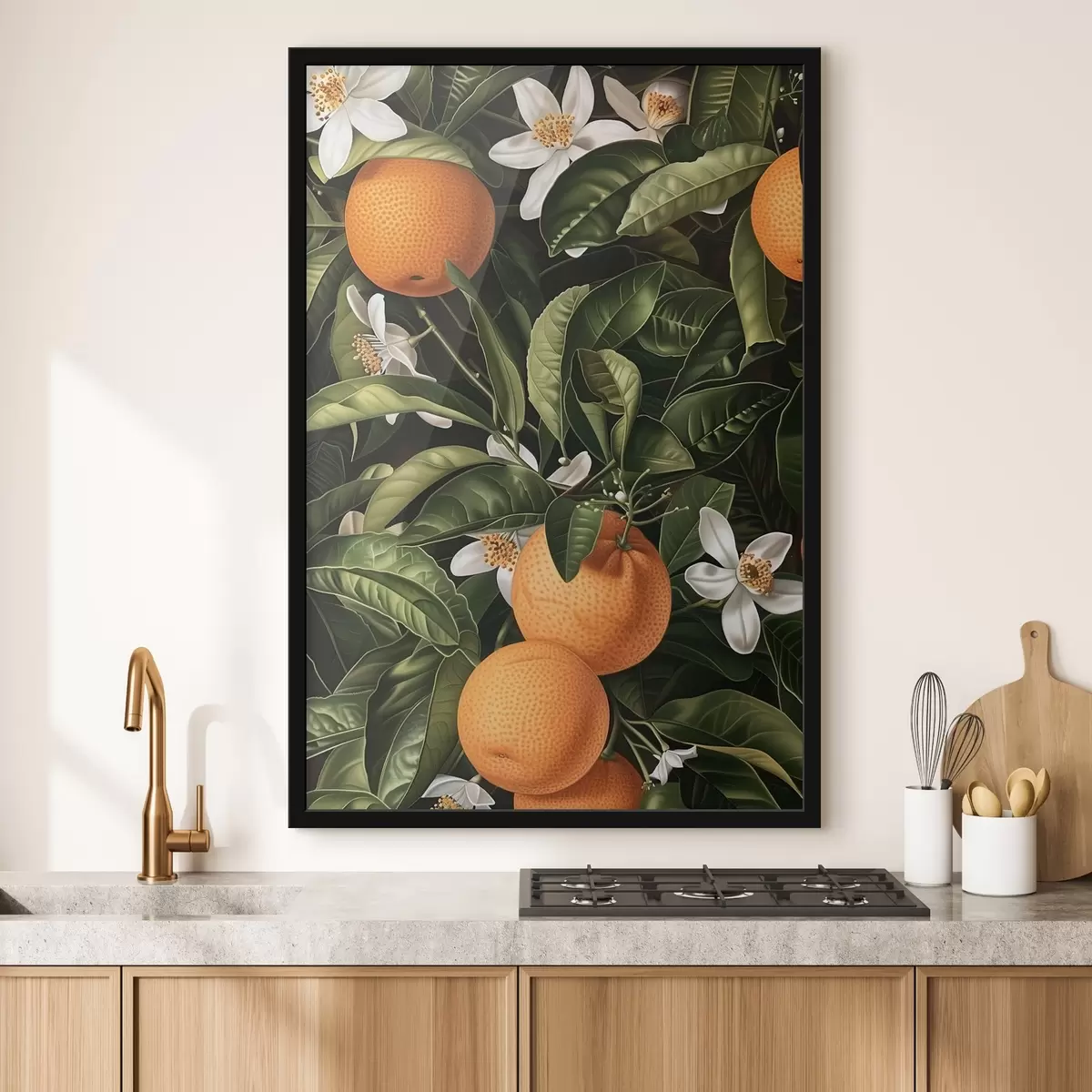 Plakatas Ryškūs apelsinai tarp vešlios lapijos f39075