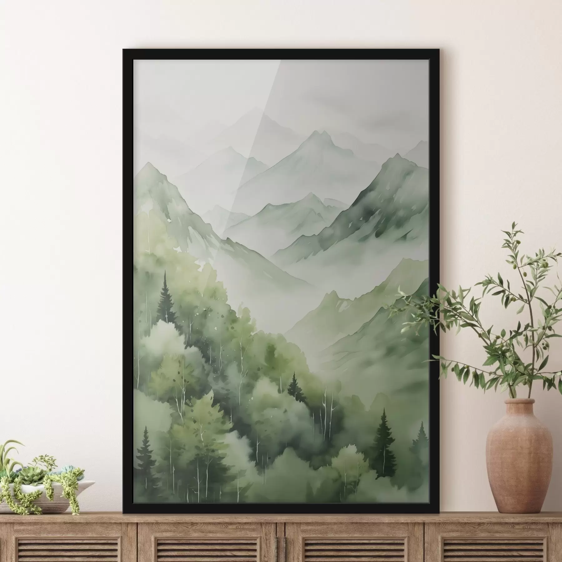 Paveikslėlis Lapuočių miškas kalnuose, imituojantis akvarelę f42122