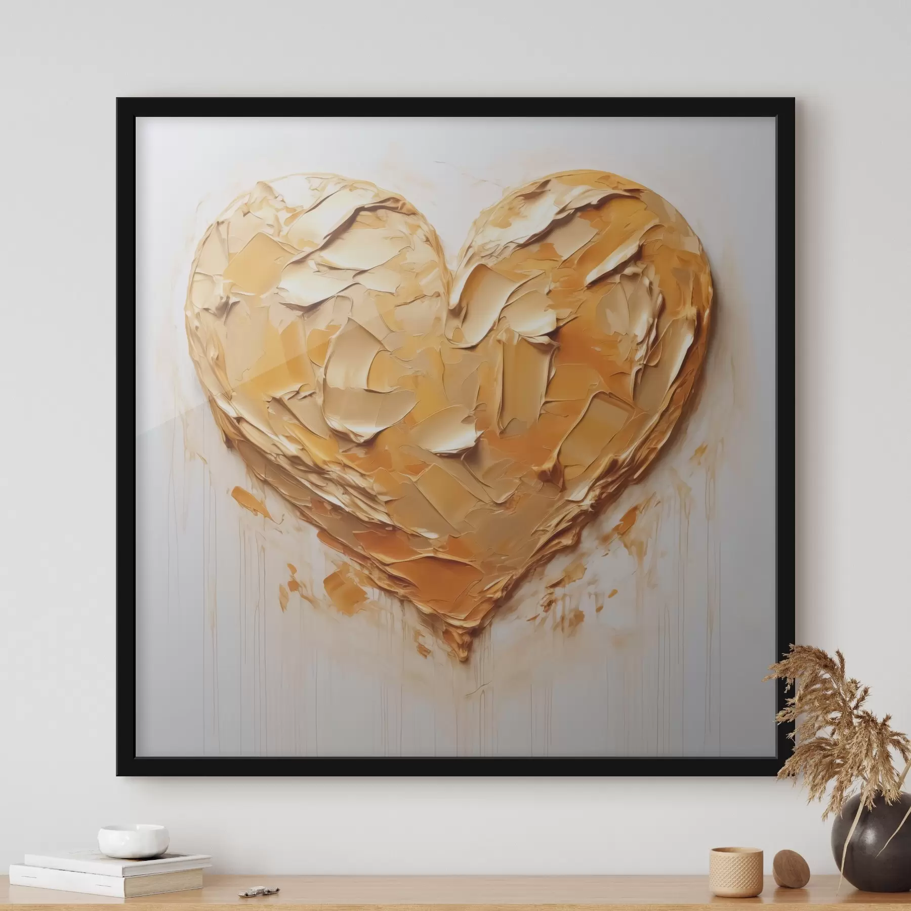 Fototapetai Širdies potėpių imitacija, geltoni ir oranžiniai atspalviai f42124