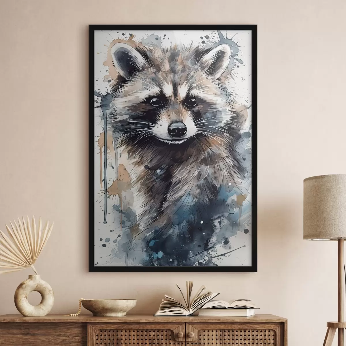Plakatas Akvarelės stiliaus meškėnas f32306