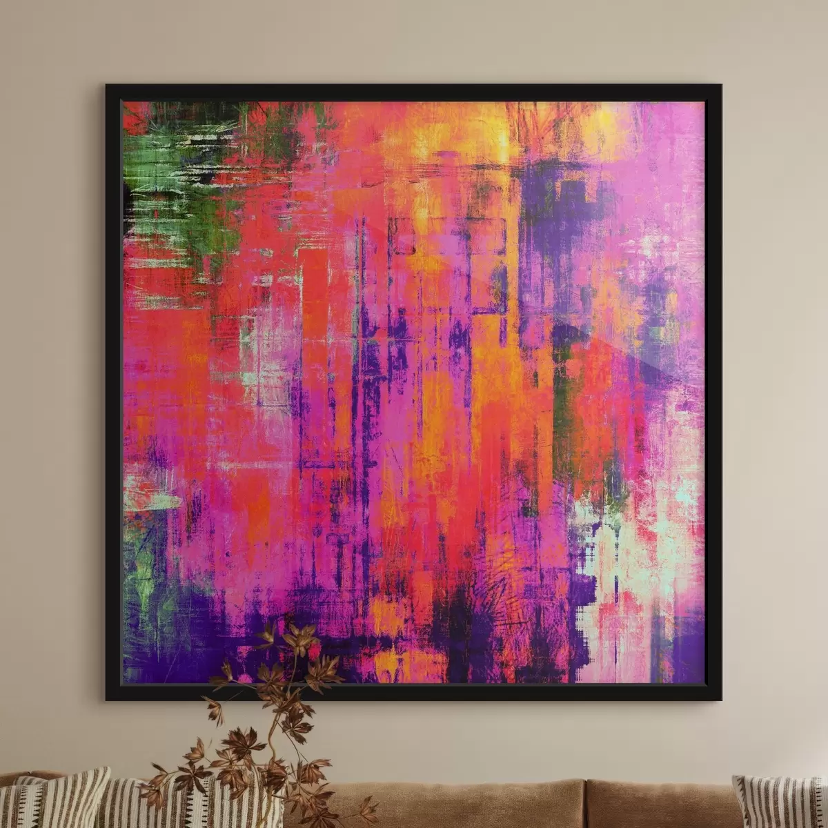 Plakatas rausva ir violetinė abstrakcija f34054