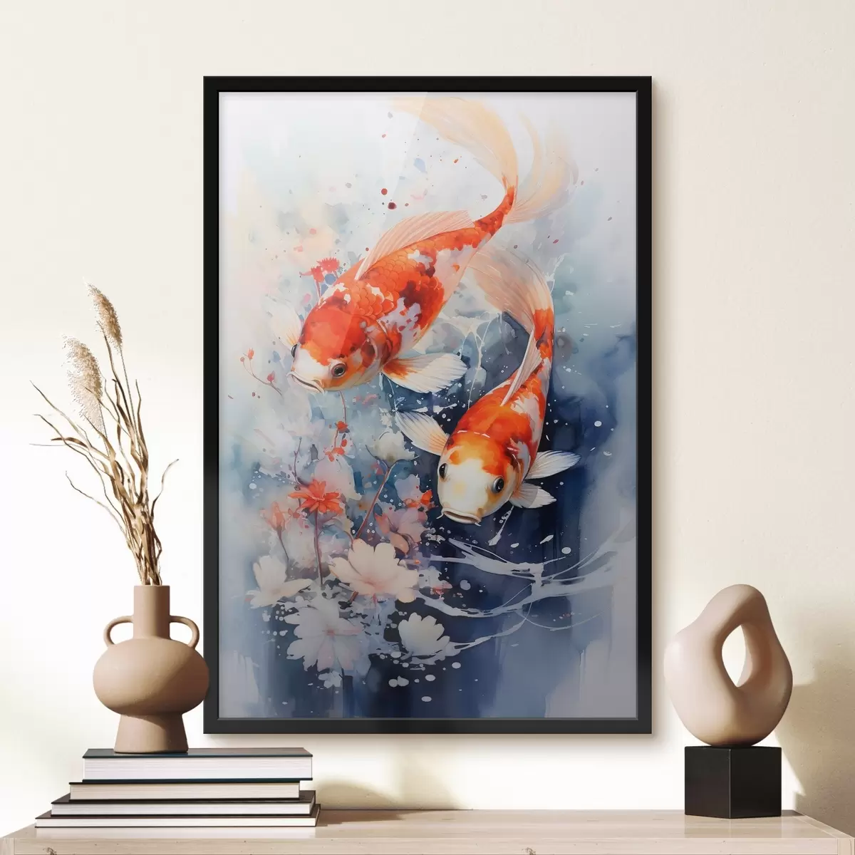 Plakatas Koi ir gėlės f34245