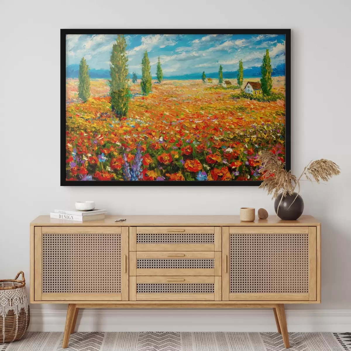 Plakatas Ryškios gėlės po mėlynu dangumi f34956