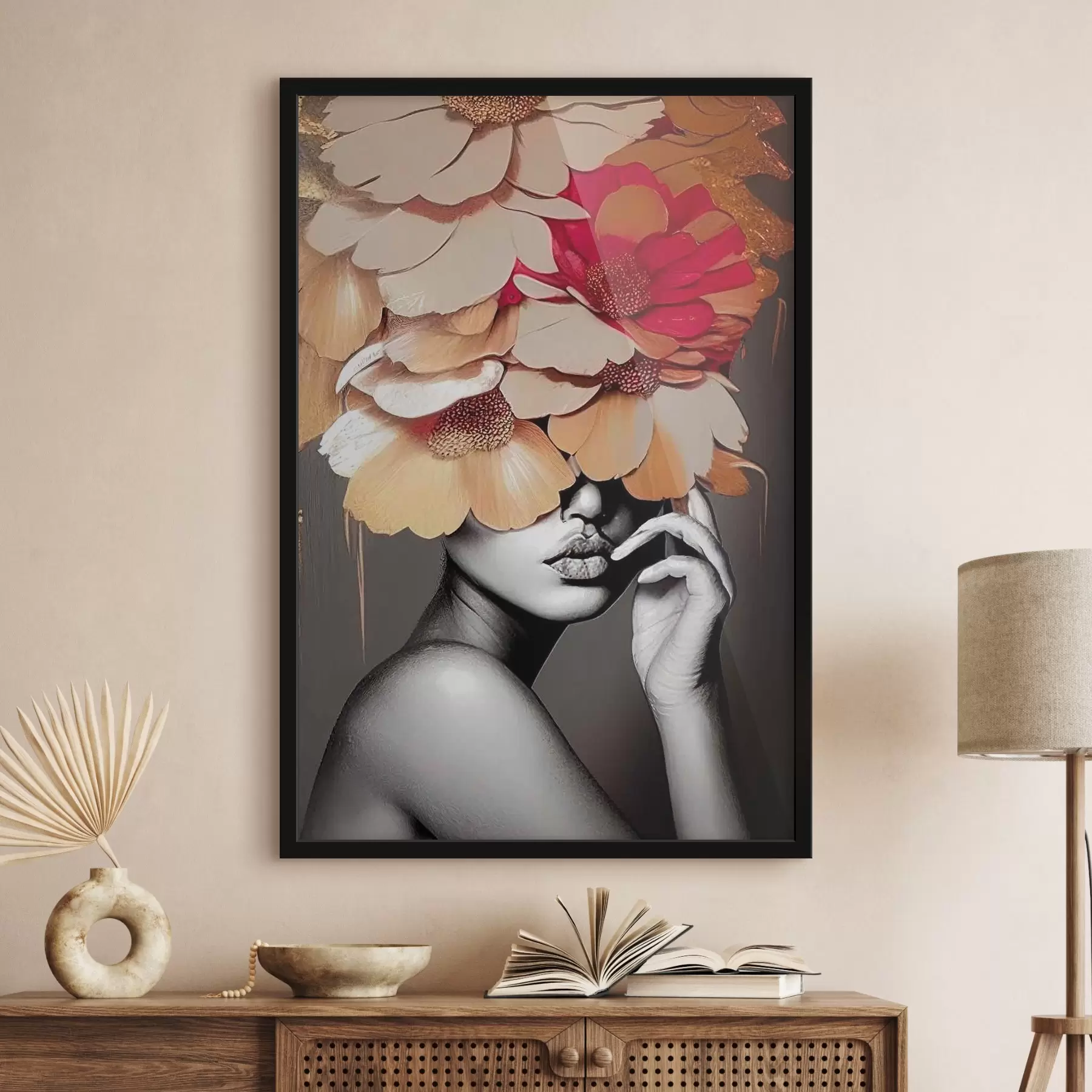 Fototapetai Moteris su gėlėmis ant galvos f35442
