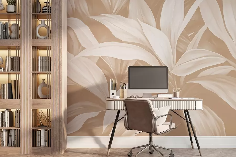 Fototapetai Dideli augalų lapai švelniai rožinės spalvos w08501