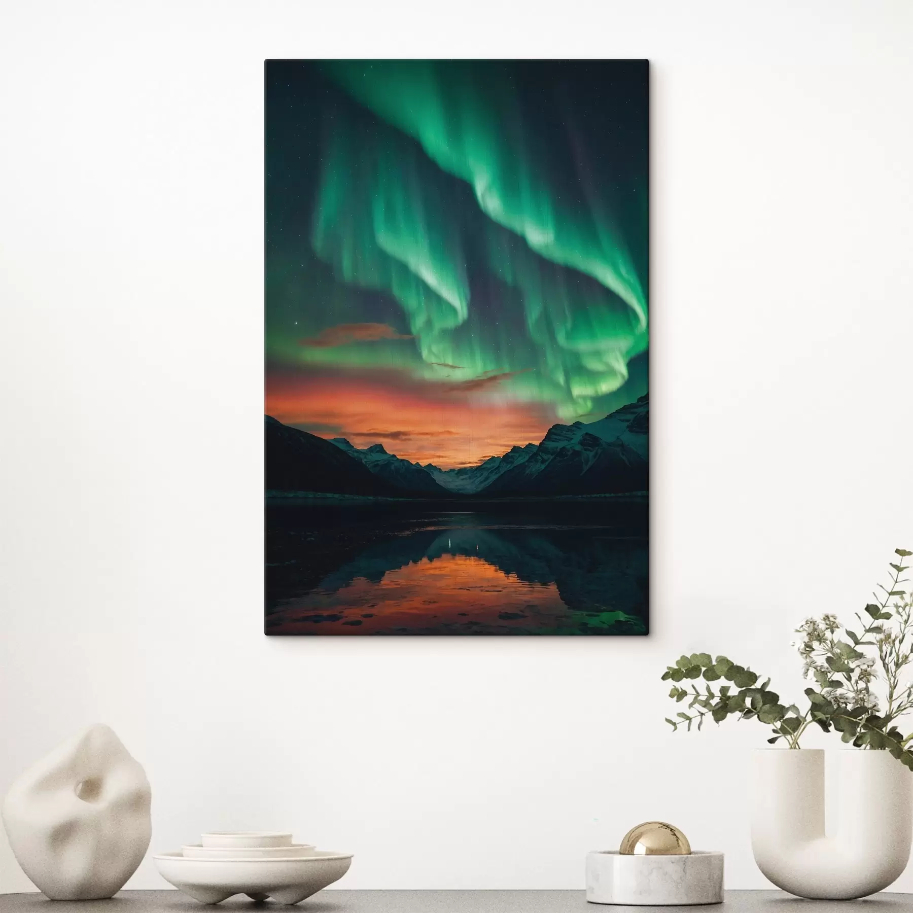 Fototapetai Šiaurės pašvaistė virš kalnų s41783