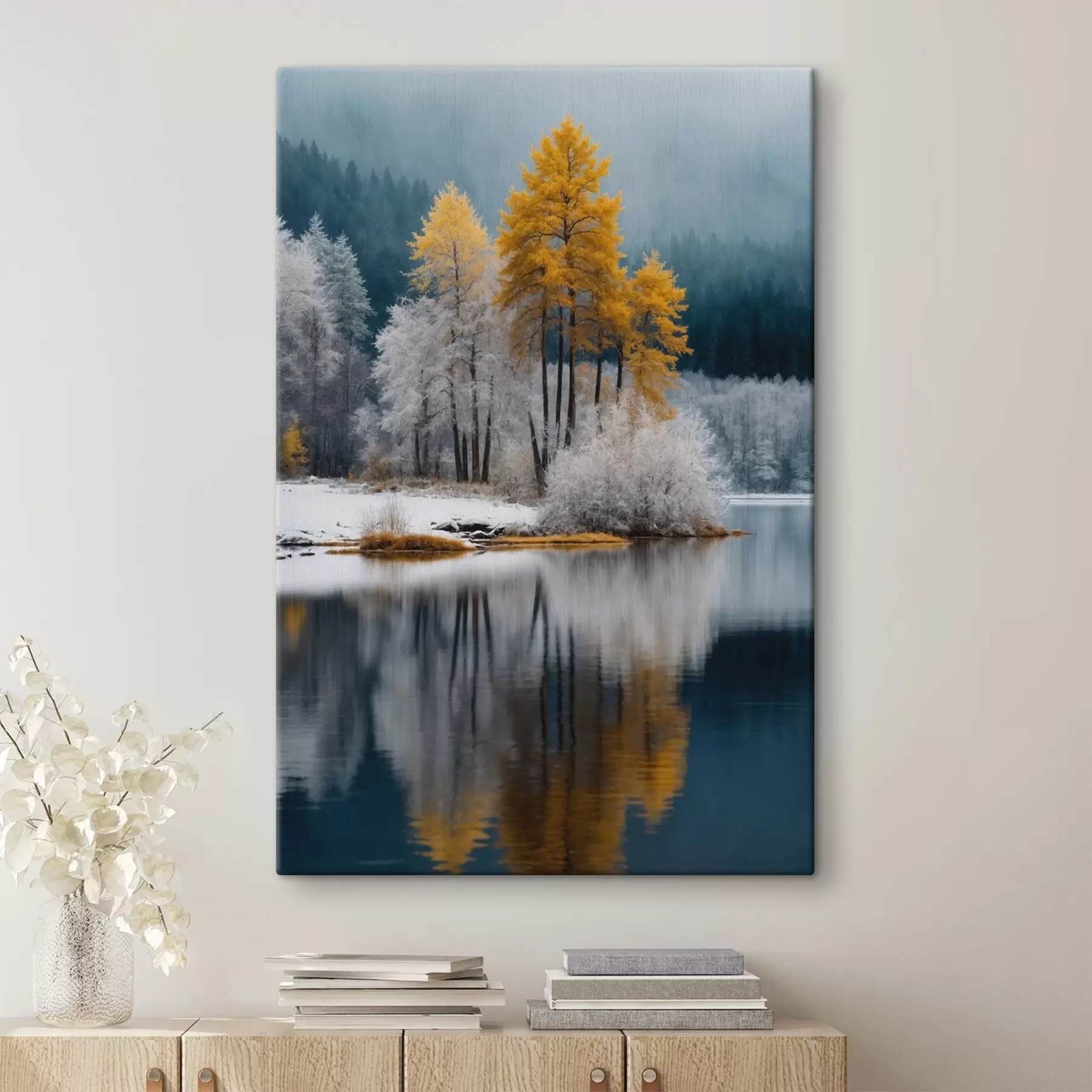 Fototapetai Žiemos miškas ir ežeras s41785