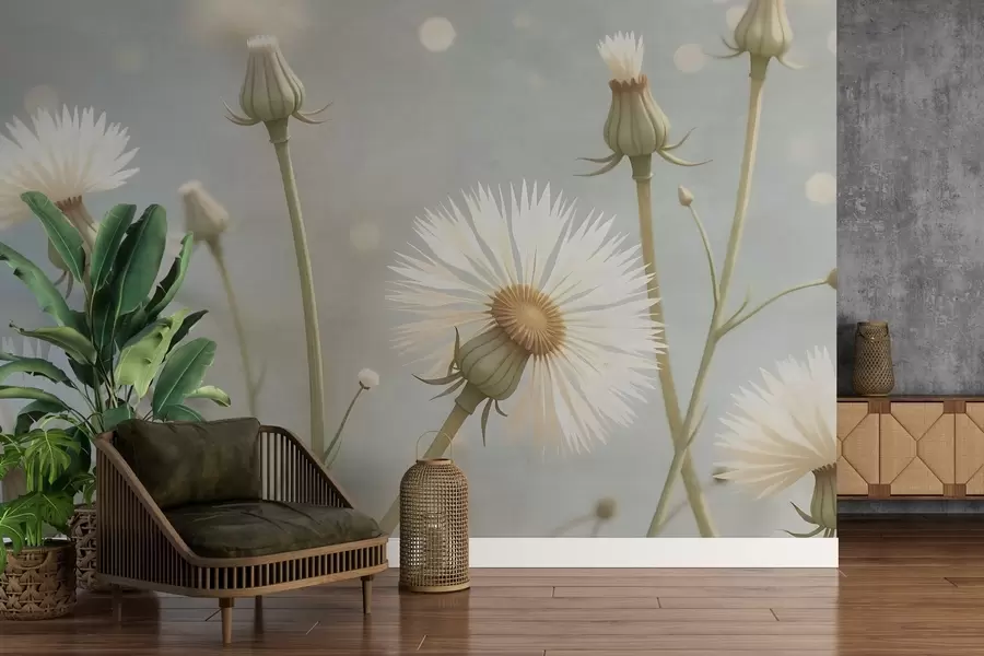 Fototapetai Dažytos ore tvyrančios kiaulpienės w02614