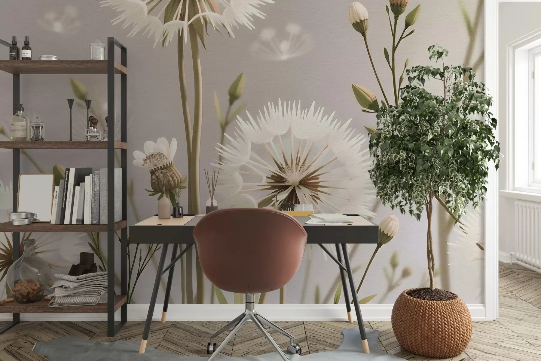 Fototapetai Kiaulpienių žydintis laukas w02619