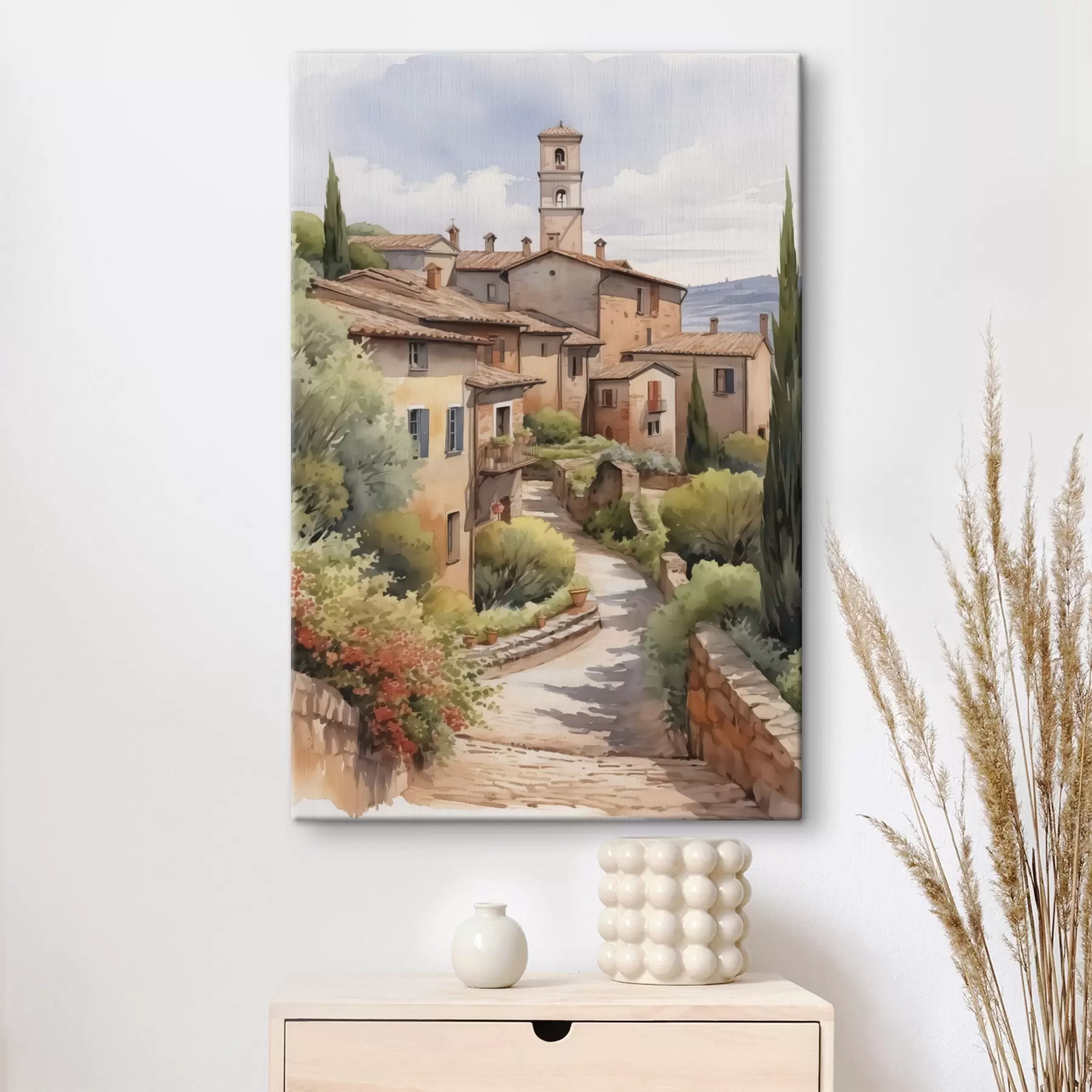 Fototapetai Italijos priemiesčio gatvės imitacija akvarelė s42135