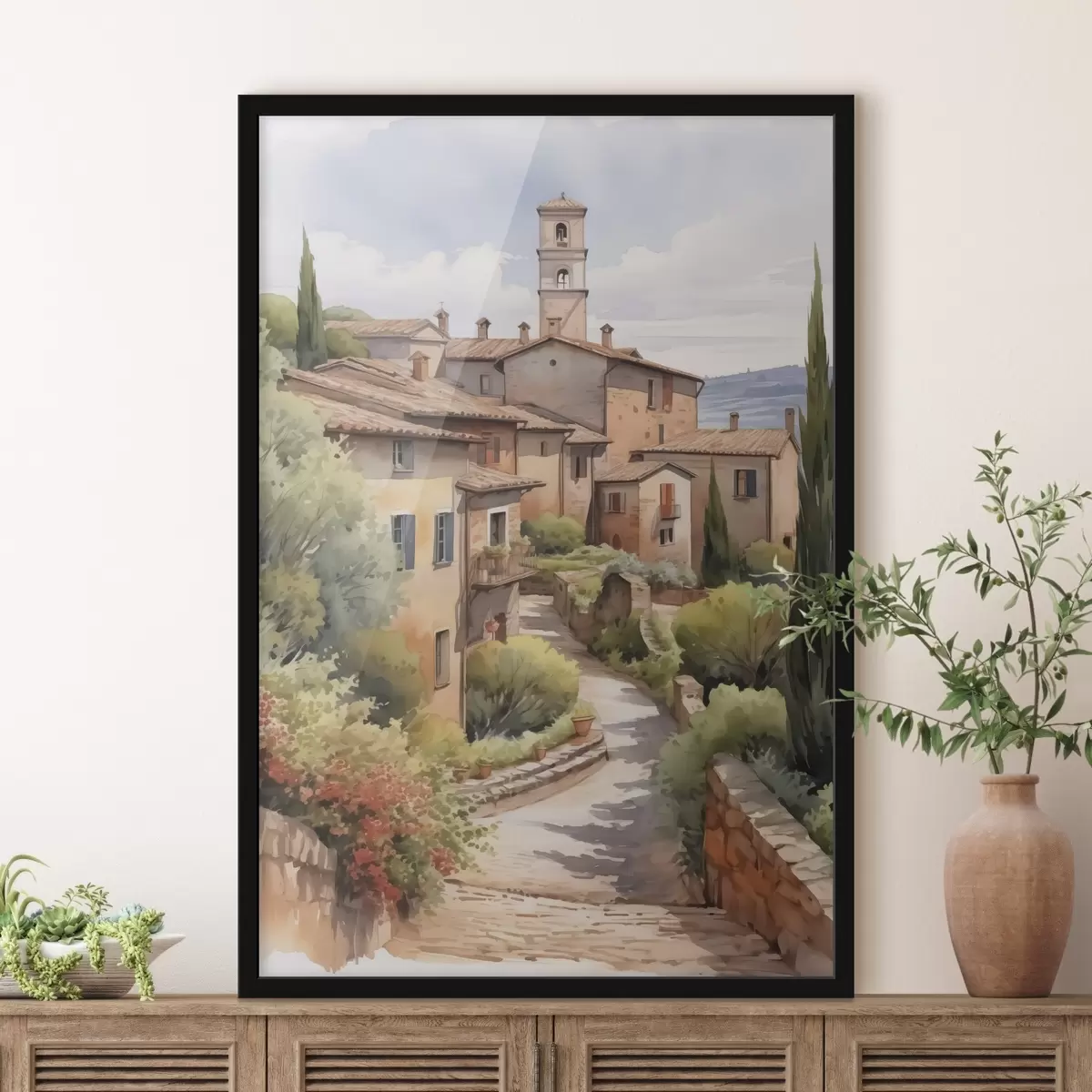 Plakatas Italijos priemiesčio gatvės imitacija akvarelė f42135
