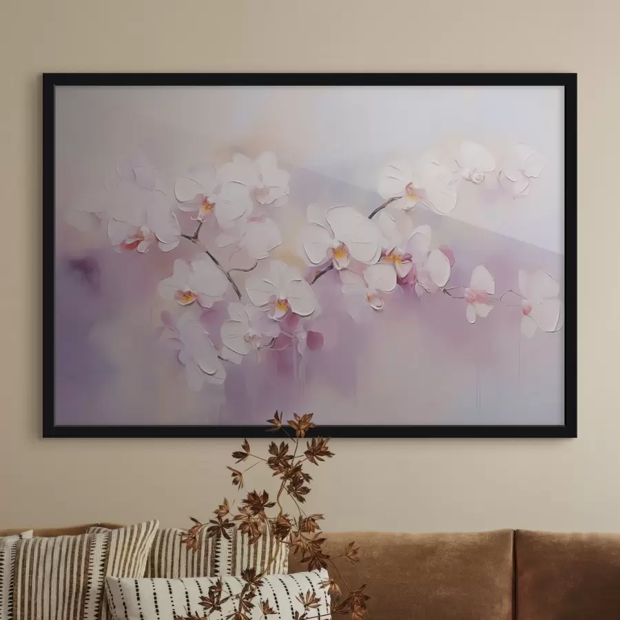 Paveikslėlis Šaka su baltomis orchidėjomis, imituojanti tapybą f42141