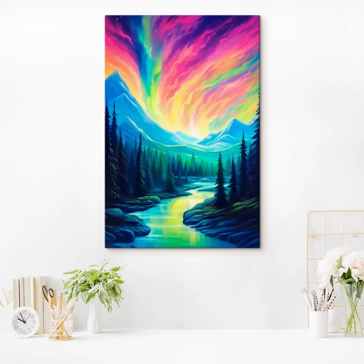 Paveikslėlis Šiaurės pašvaistė virš kalnų kraštovaizdžio s42150