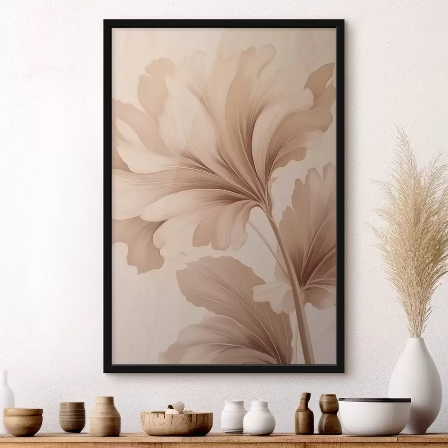 Fototapetai Smėlio spalvos lapai su lygiais išlinkimais f42161