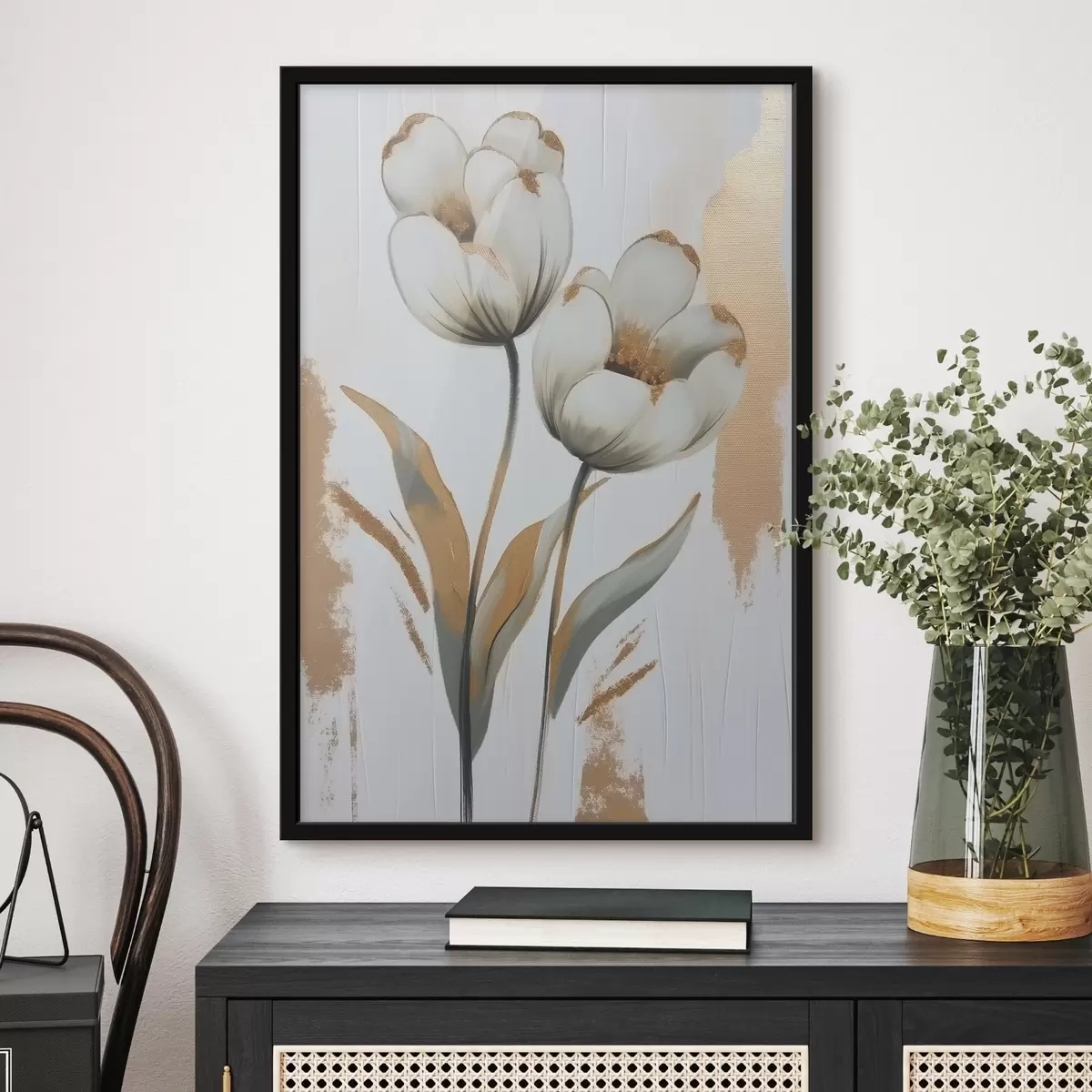 Plakatas Tulpės subtiliame pasteliniame fone f42163