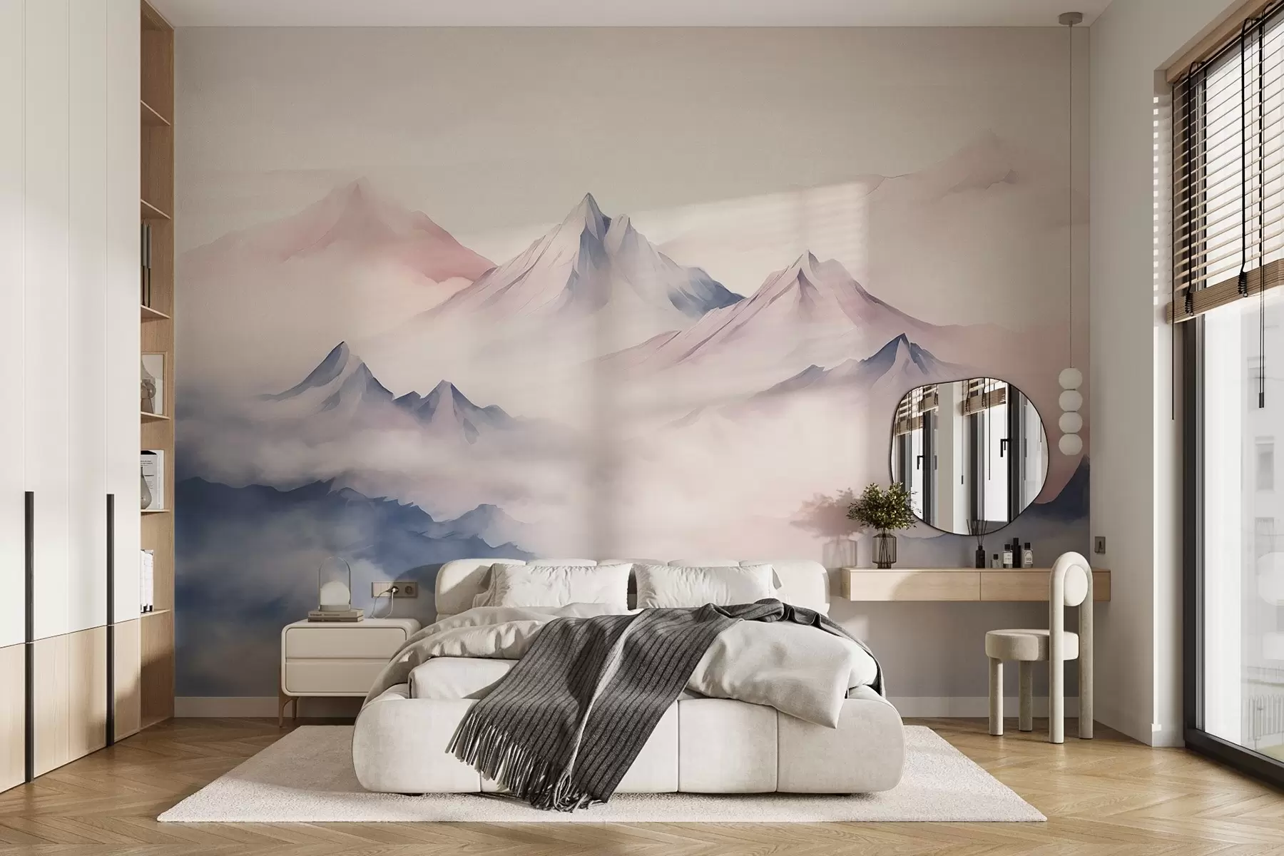 Fototapetai Švelnios akvarelės kalnai rūke w08573