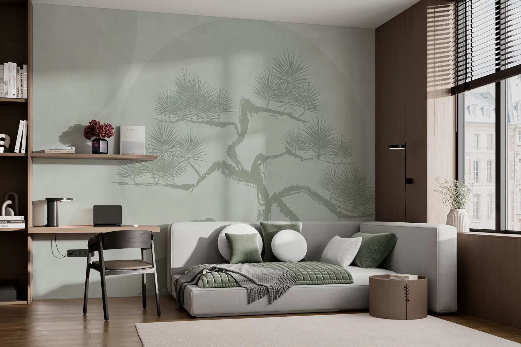 Fototapetai Bonsai Japonijos minimalizmas geometrija grunge fonas w08556v2