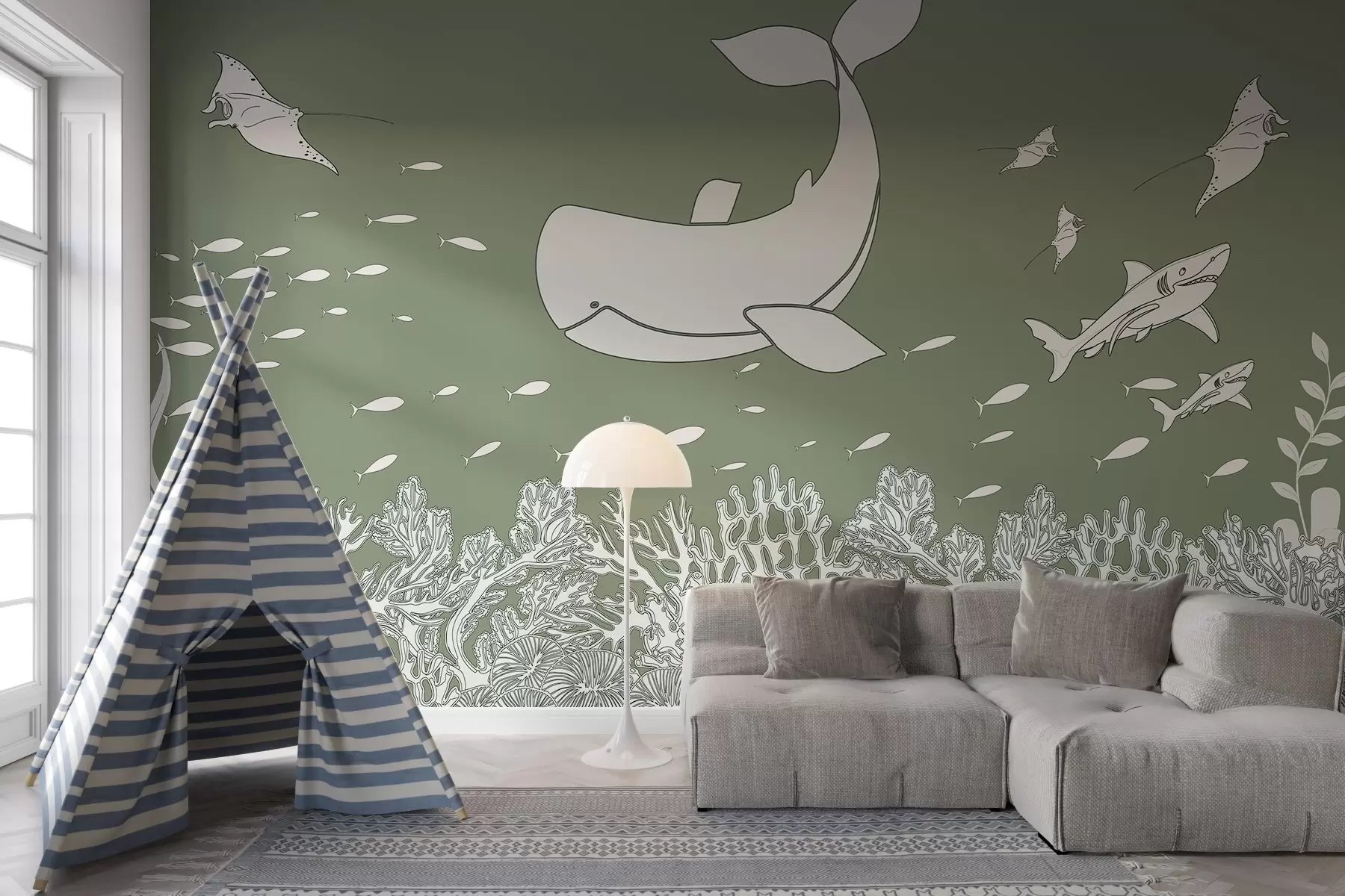 Fototapetai Kelionė su banginiu, žalias atspalvis w02645v2