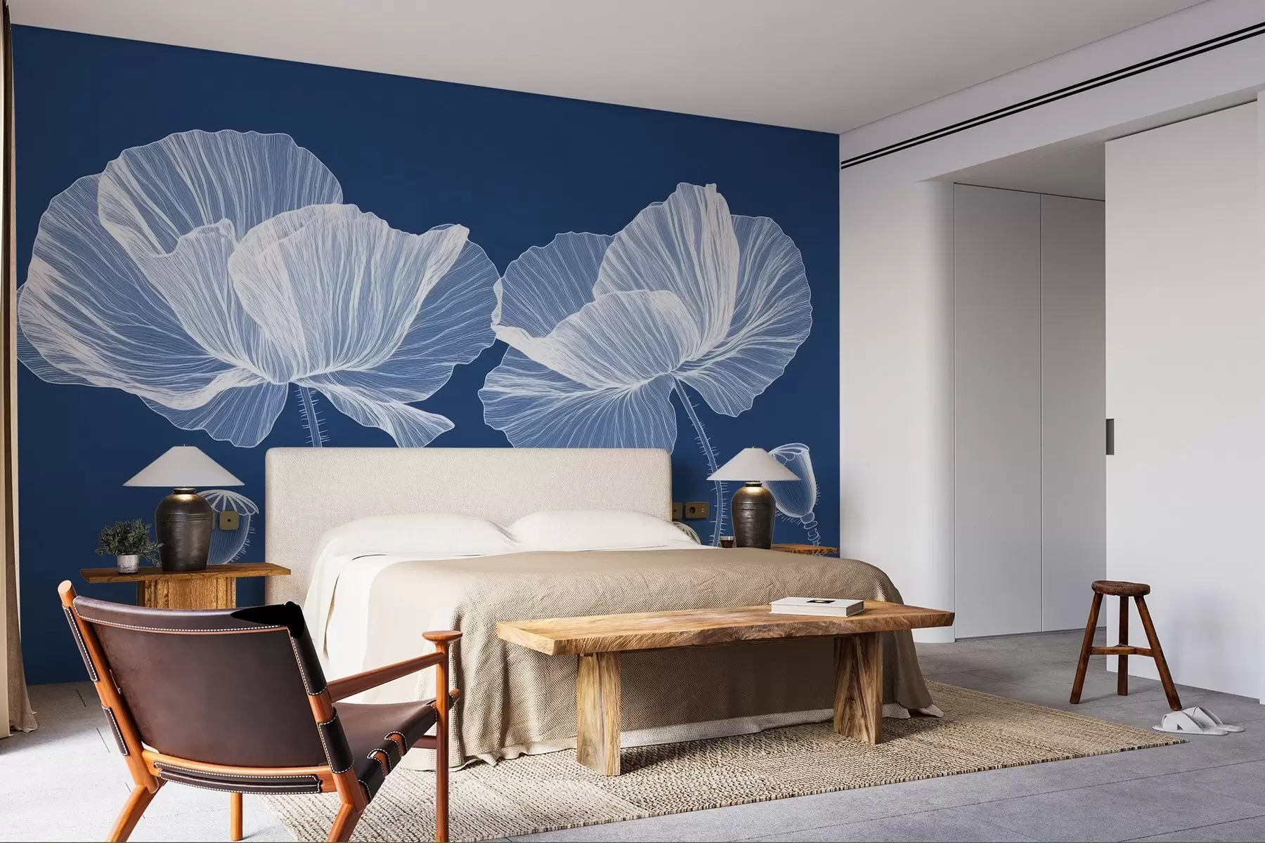 Fototapetai Dažytos laukinės aguonos sode w02622