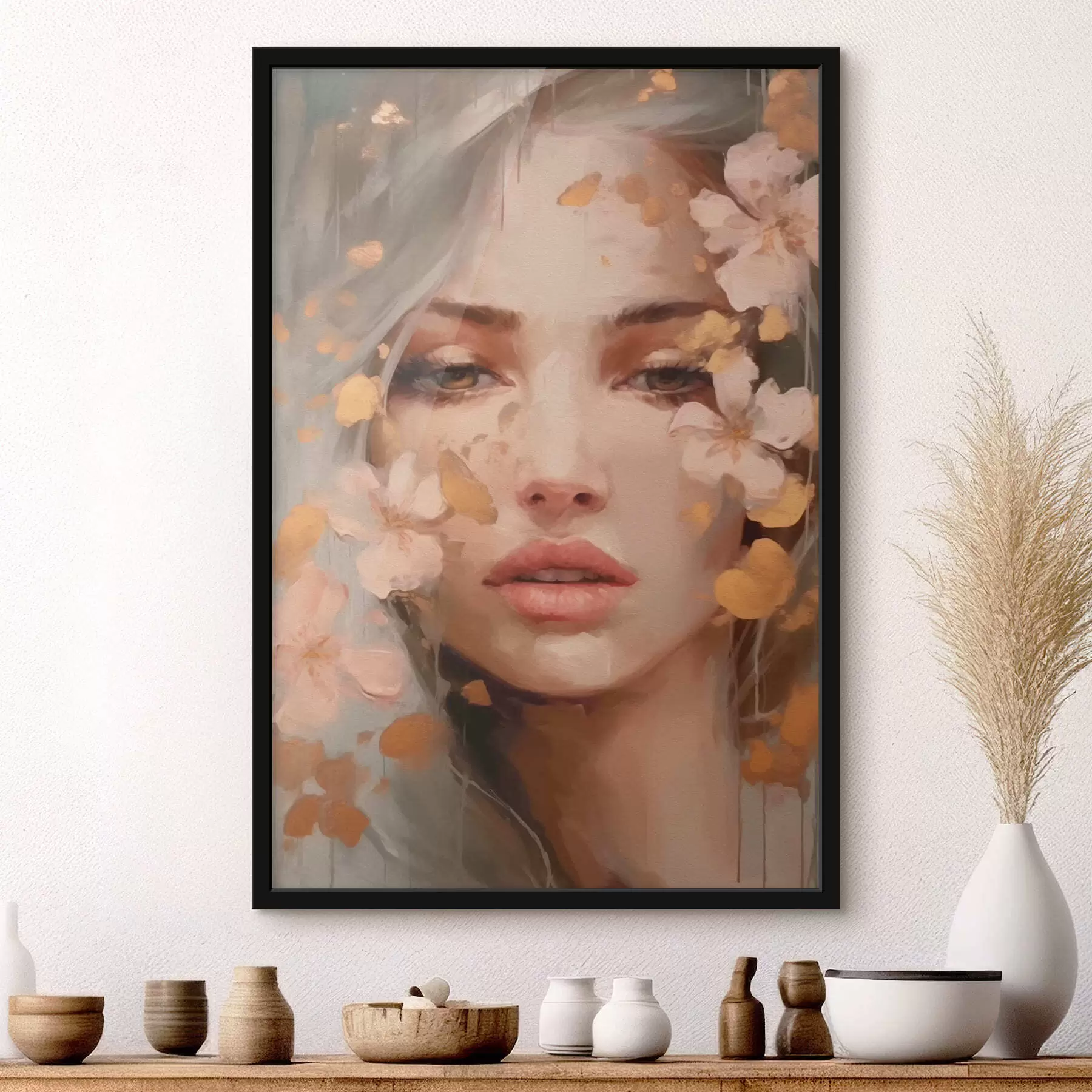 Fototapetai Mergaitė ir rožinės gėlės f42301