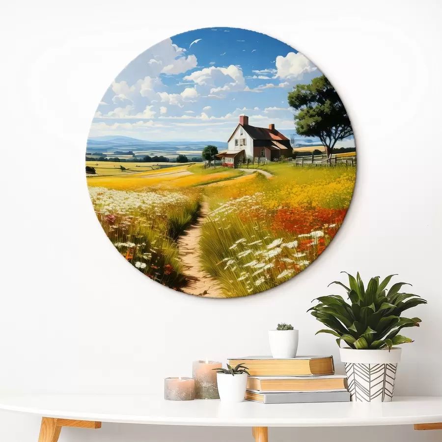 Paveikslėlis takas žydinčiame lauke ir namas r41109