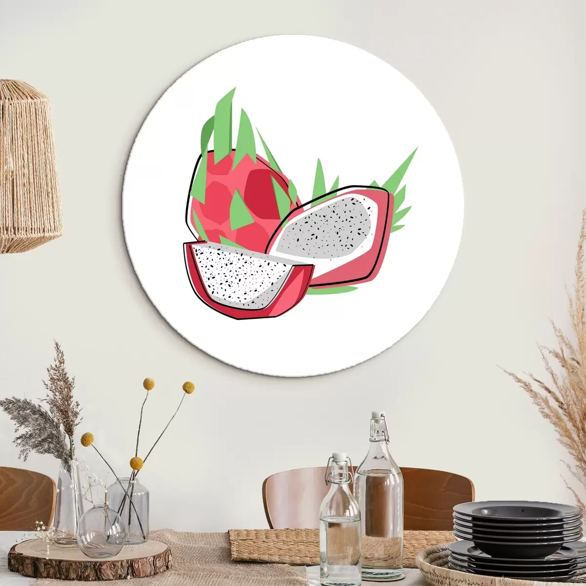 Apvalūs paveikslai Pitaja linijinis piešinys, abstrakcija r41465