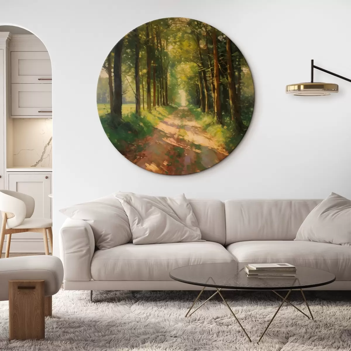 Apvalūs paveikslai Miško kelias saulės šviesoje r41497
