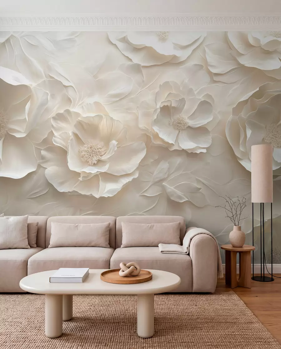 Fototapetai Oro gėlės šiltų tonų lapų potėpių fone w08562