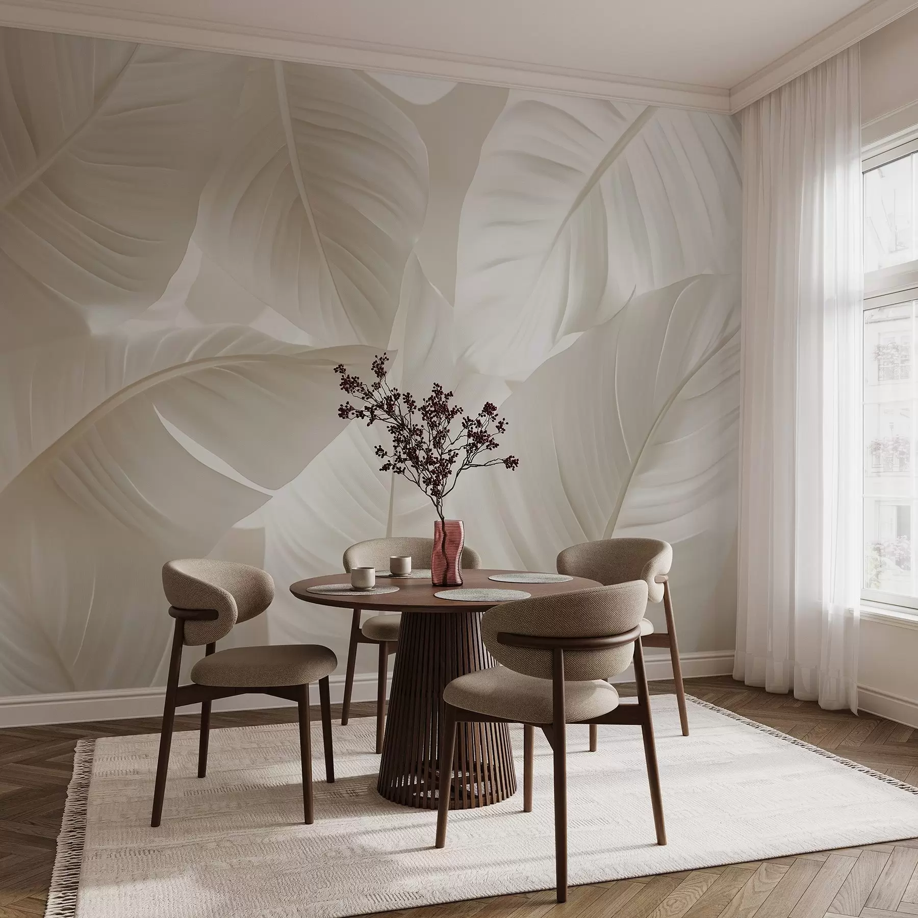 Fototapetai Dideli subtilūs lapai w08565