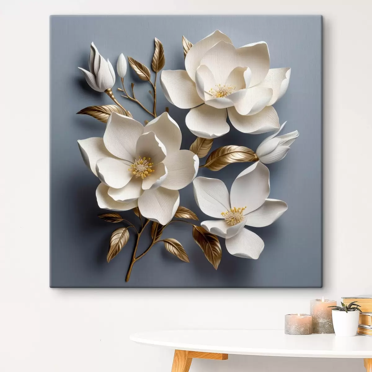 Paveikslėlis Didelės gėlės šviesiai pilkame fone s42174