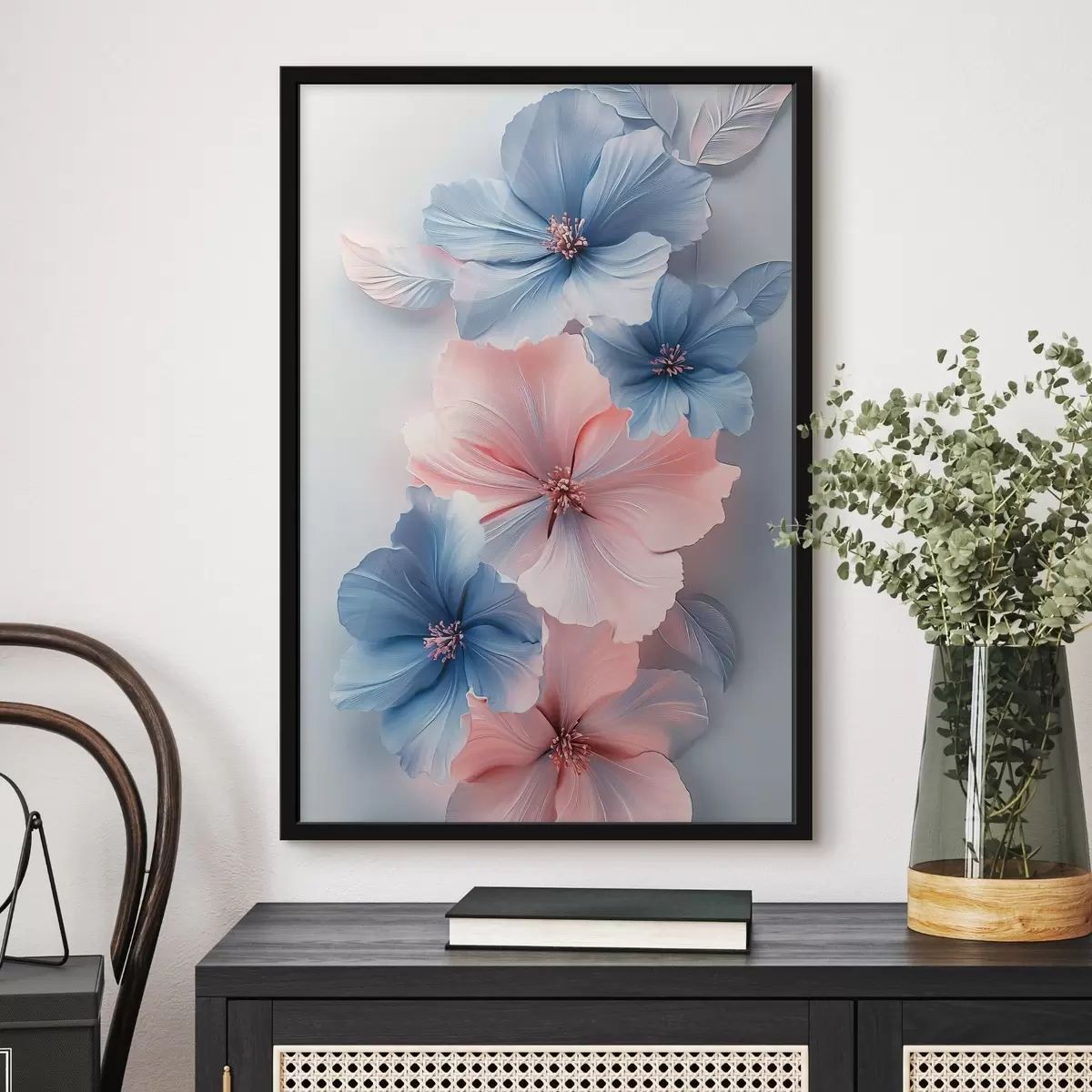 Plakatas Rožinės ir mėlynos gėlės f42178