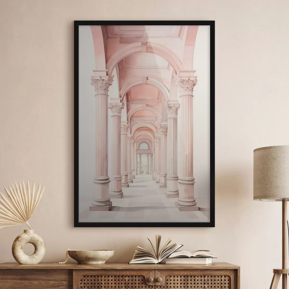 Plakatas Architektūrinė struktūra su kolonomis, imituojančiomis akvarelę f42361
